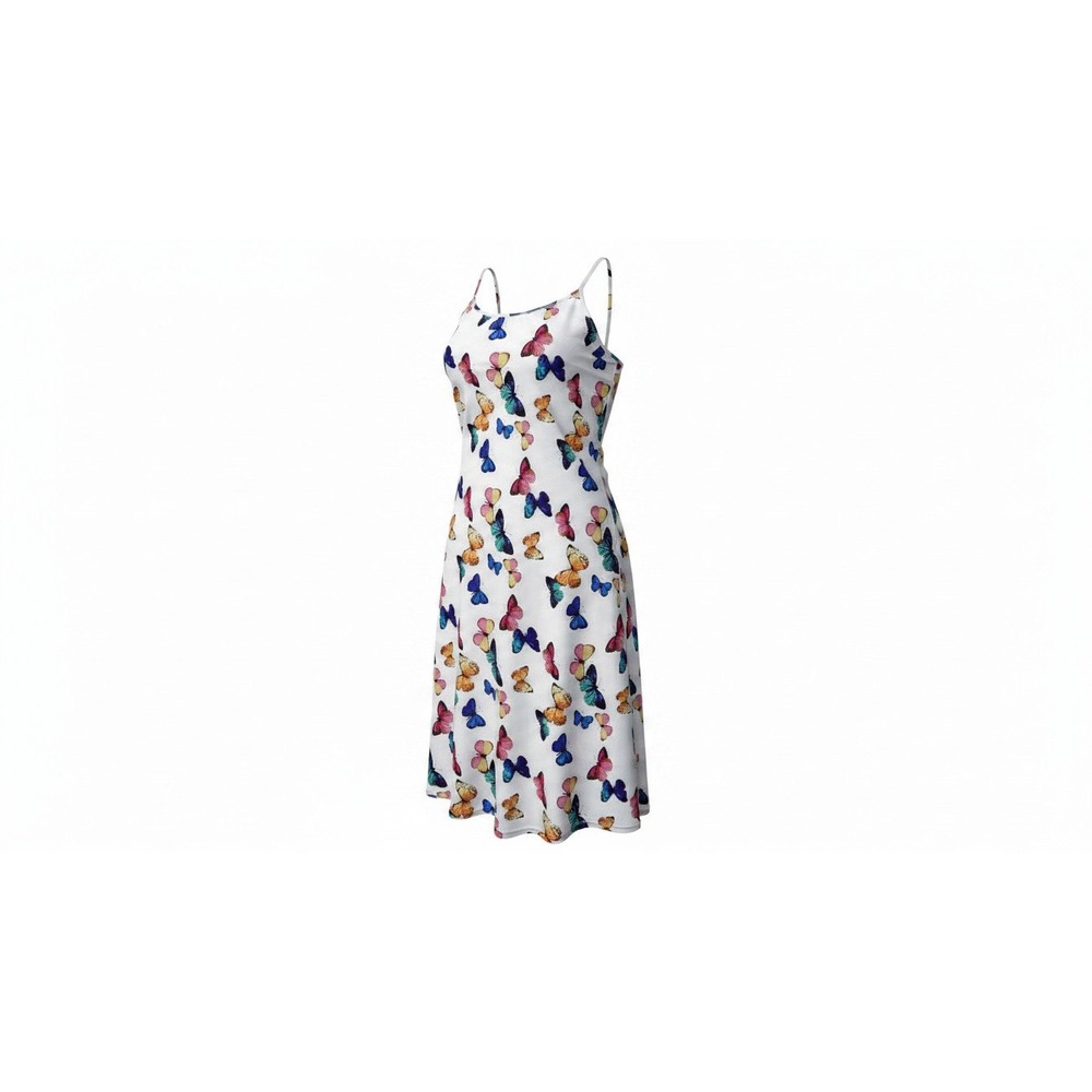 J for Justify Butterfly Print Midi Dress Womens Large White New NWT Spaghetti